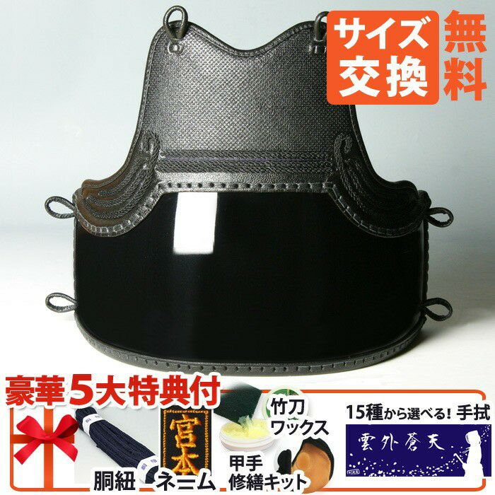 剣道屋] 中高～一般向 胴単品 総刺し 胴裏50本朱塗 脇3本足[胴紐