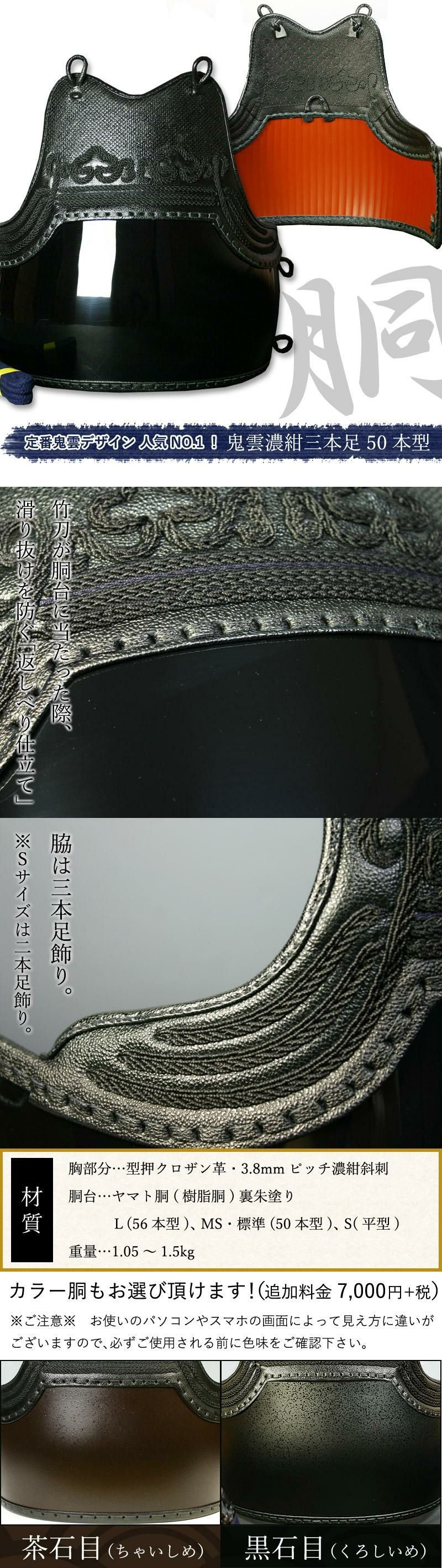 剣道屋] 防具一式 全15点 3ミリ刺し『龍雲』 立体感のある手まつり