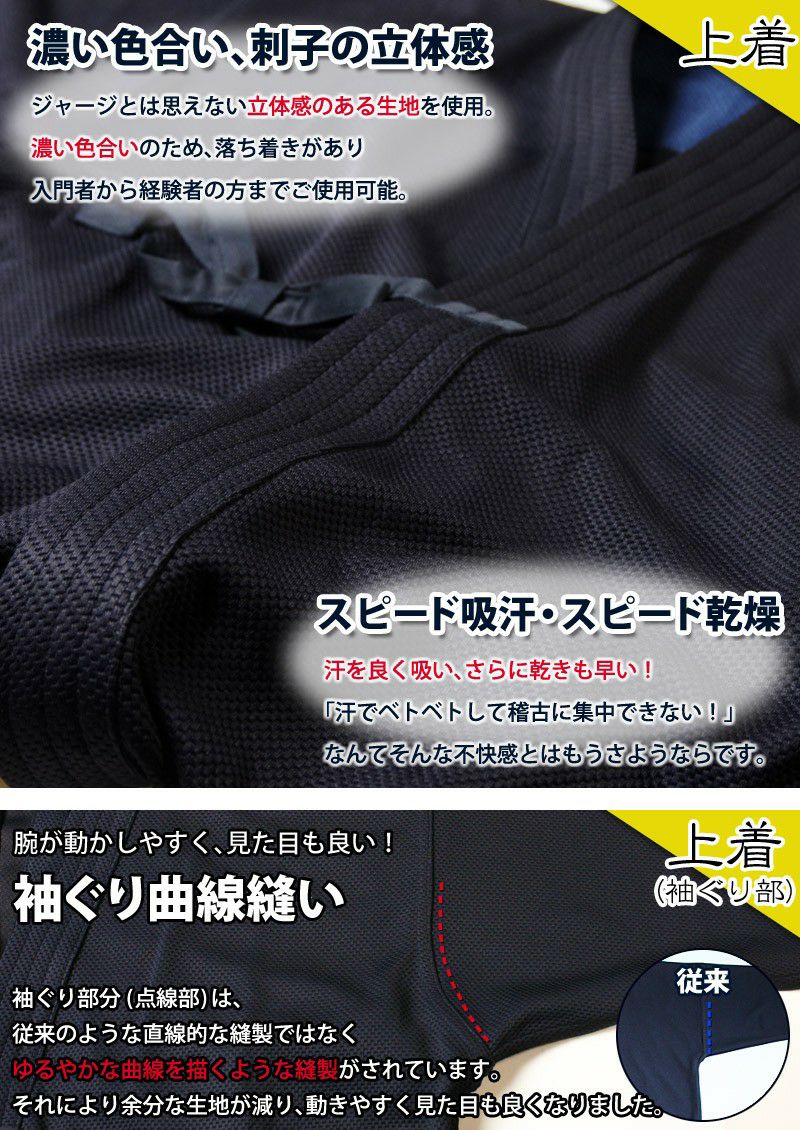 凛然 紺ジャージ剣道着｜吸汗 速乾 稽古 練習用 高機能｜剣道屋